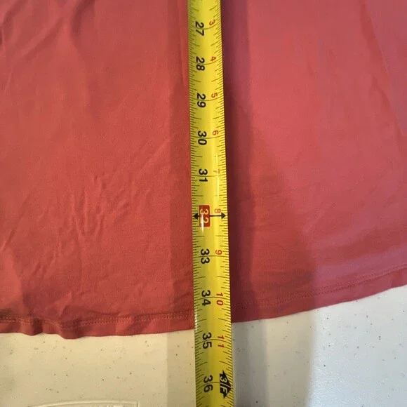 Women’s LOFT Coral Knit Dress Front Twist Size Medium Fit & Flare Knee Length - Picture 6 of 9